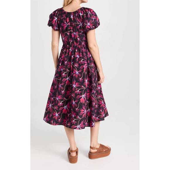 NEW ULLA JOHNSON cecile midi dress in zinnia red - Picture 3 of 4